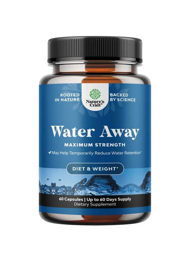Natures Craft Herbal Water Away Supplement with Dandelion Leaf & Green Tea Extract for Bloating Relief (60 Capsules) au4hl