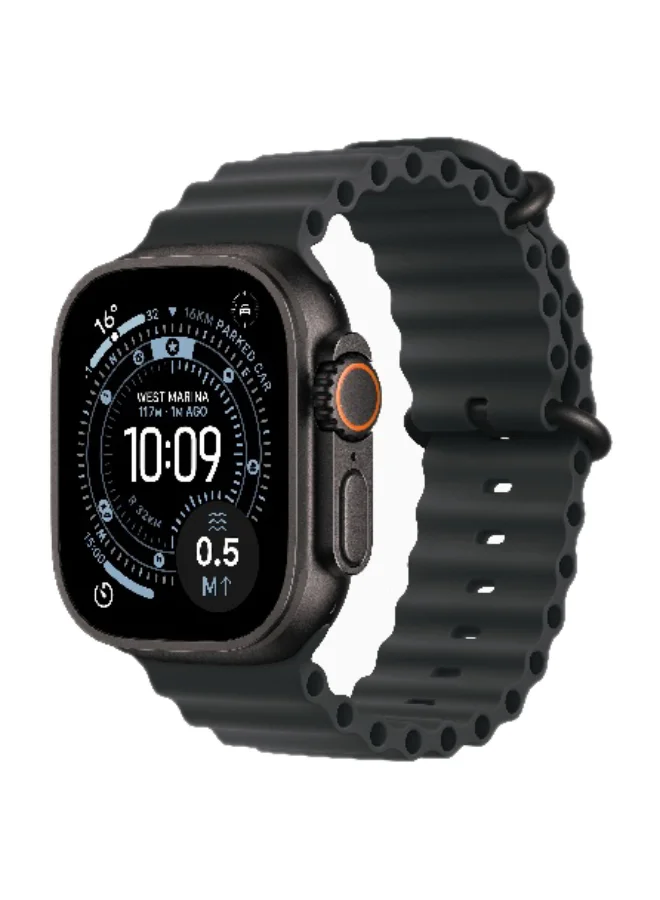 Premium Smart GPS Cellular Smartwatch Titanium Case with Ocean Band (49 mm, Black) iwjgh