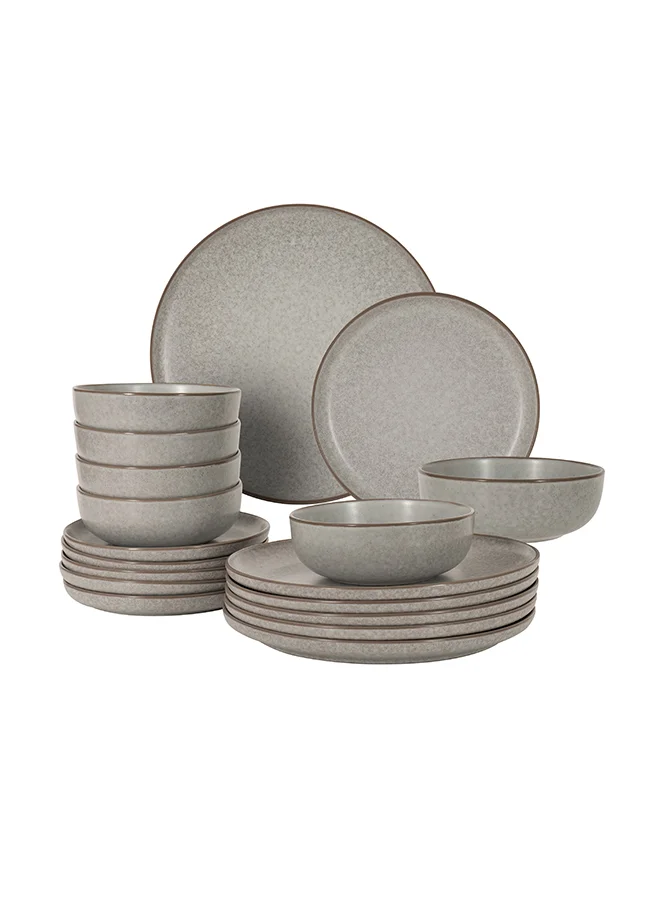 Noon East Stoneware Dinnerware Set (18-Piece, Service for 6, Dark Grey, Microwave and Dishwasher Safe) 9503n