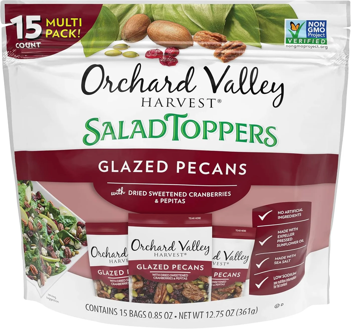 Orchard Valley Harvest Glazed Pecans Salad Toppers with Cranberries and Pepitas (15 x 24 g) 5zh7t