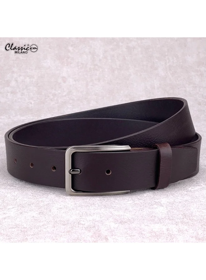 Premium Genuine Leather Belt for Men ¨C Classic Pin Buckle Formal Accessory for Business and Casual Wear (Black, 120 cm) bt101