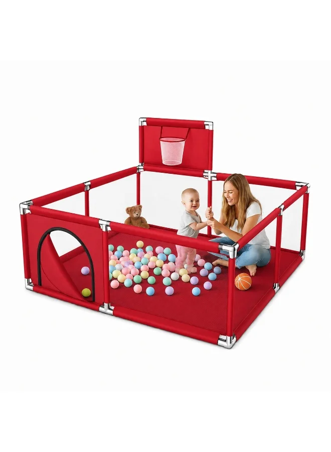 TOTOJOY Portable Baby Playpen Foldable Activity Center with Basketball Hoop and 30 Play Balls (For Kids and Toddlers) l1650