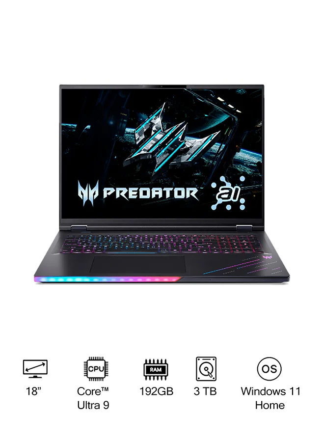 Premium 18-Inch WQXGA Gaming Laptop, Core Ultra 9 Processor, 192GB RAM, 3TB SSD, 24GB Dedicated Graphics, Windows 11 Pro (Abyssal Black, 18-Inch) xfa9p