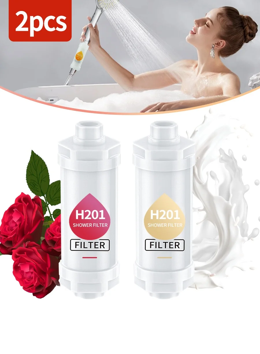 H201 Aroma Showerhead Filter Vitamin C Water Softener Chlorine and Rust Remover (Rose and Milk, 1 Pack) 361ds