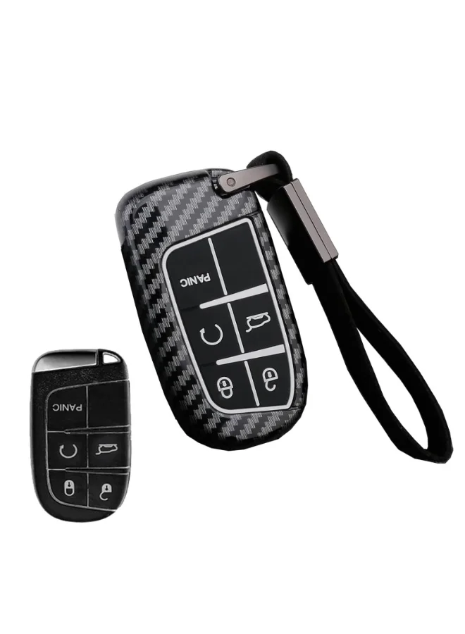 NOSKIN Carbon Fiber Pattern Key Fob Cover Case for 5-Button Remote Entry Systems (Black) xbow2