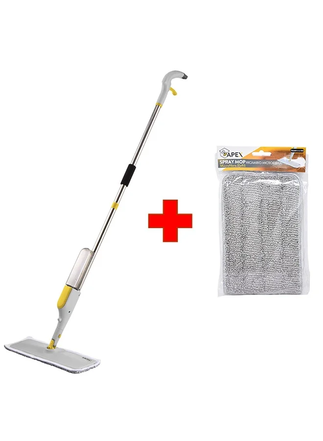 APEX Spray Mop Floor Sweeper with Microfiber Cleaning Pads (40cm, 2-Piece Set) rn2yw