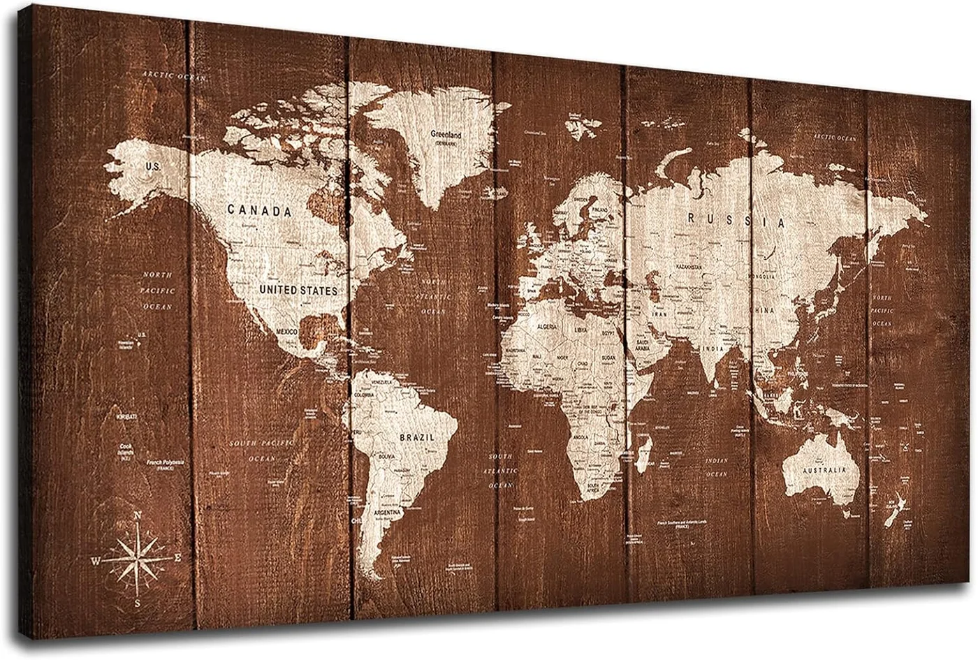 Vintage World Map Canvas Wall Art Premium Decorative Print for Home and Office (60 cm x 90 cm) xrua2