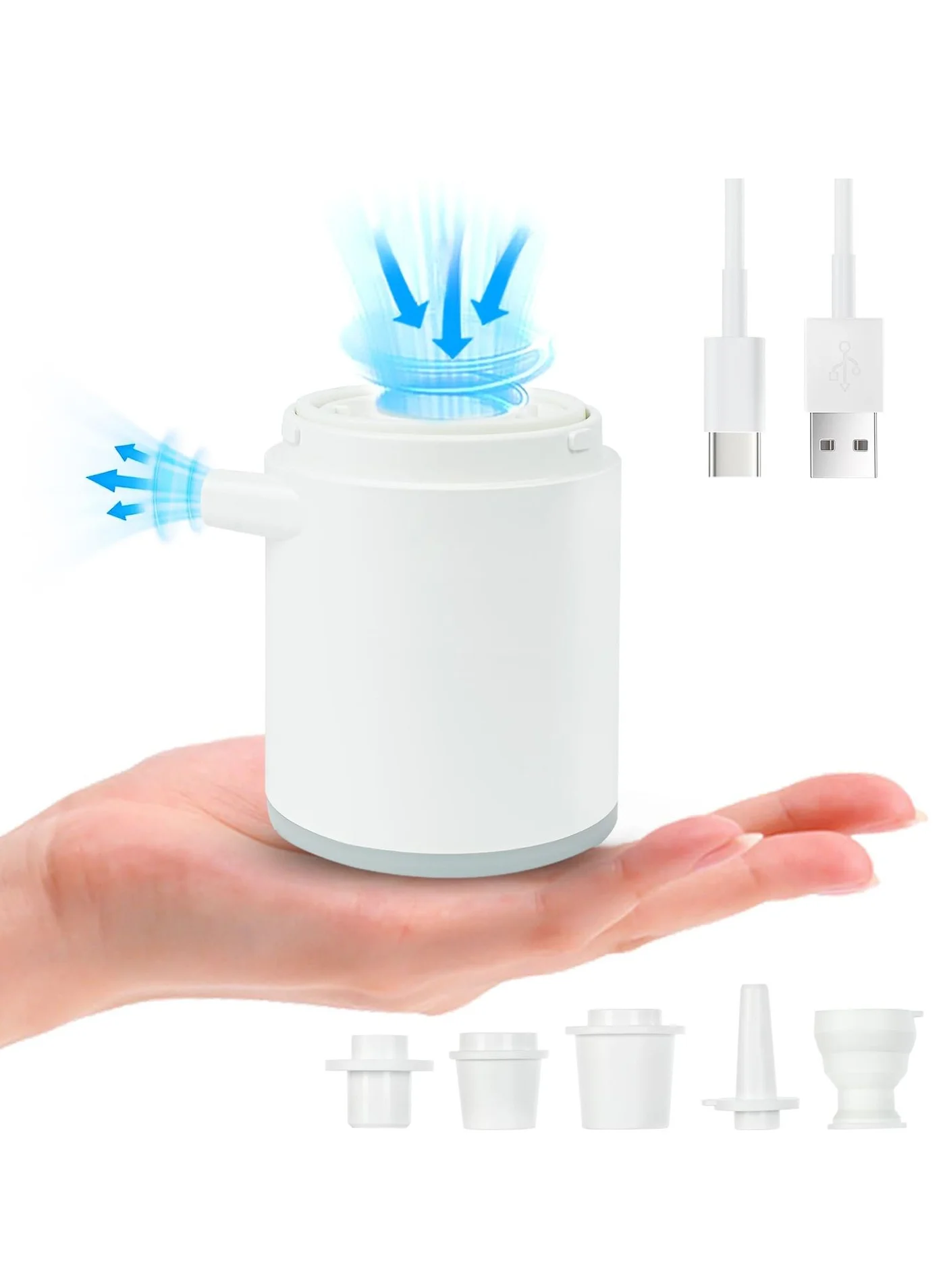 SYOSI Electric Mini Air Pump Portable Inflator & Deflator with Camping Light (5 Nozzles, 1360mAh Battery) 40pvp