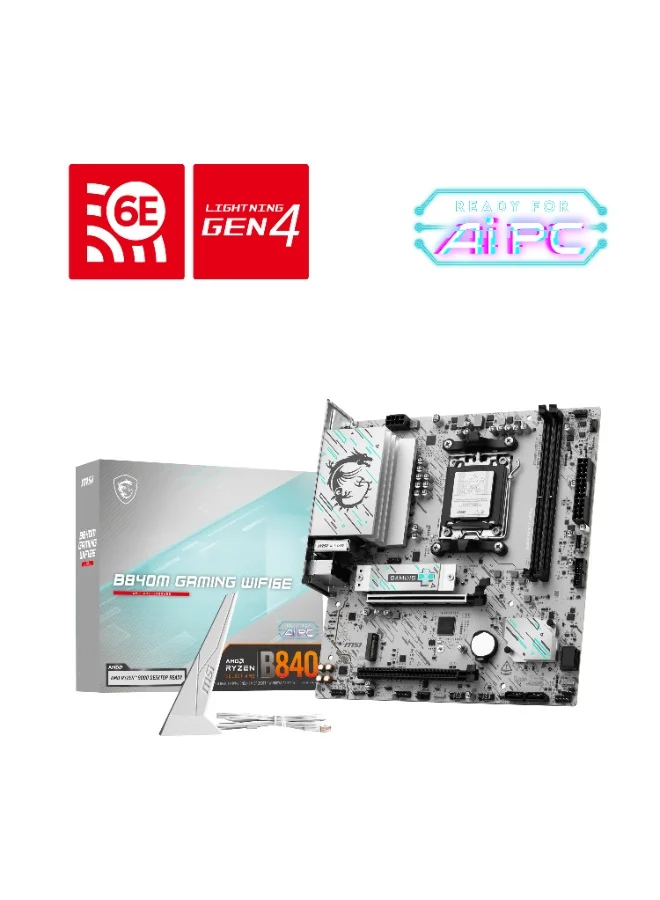 Premium B840M Gaming Motherboard AM5 Micro-ATX Wi-Fi 6E DDR5 Support (Black, 24.4 x 24.4 cm) u2ph8