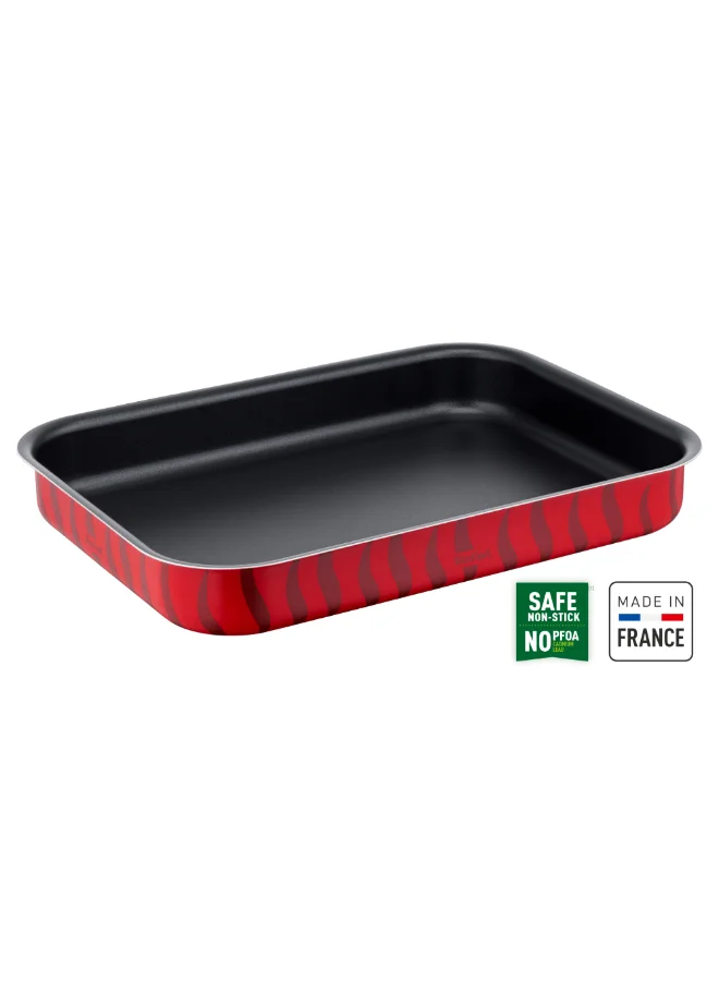 Premium Non-Stick Baking Pan Rectangular Oven Dish (Aluminum, 27x37cm, Red) p4fed