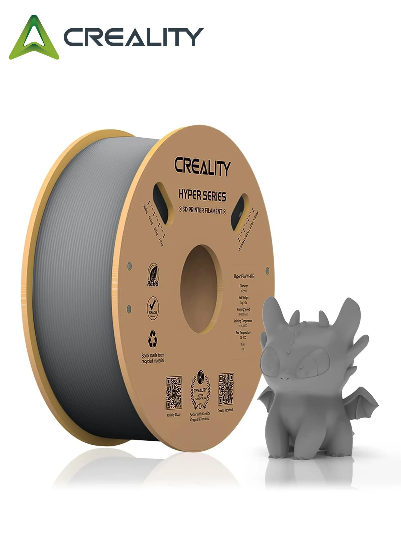 Creality Hyper PLA 3D Printer Filament High Speed Professional Grade (Grey, 1kg) nuhrj