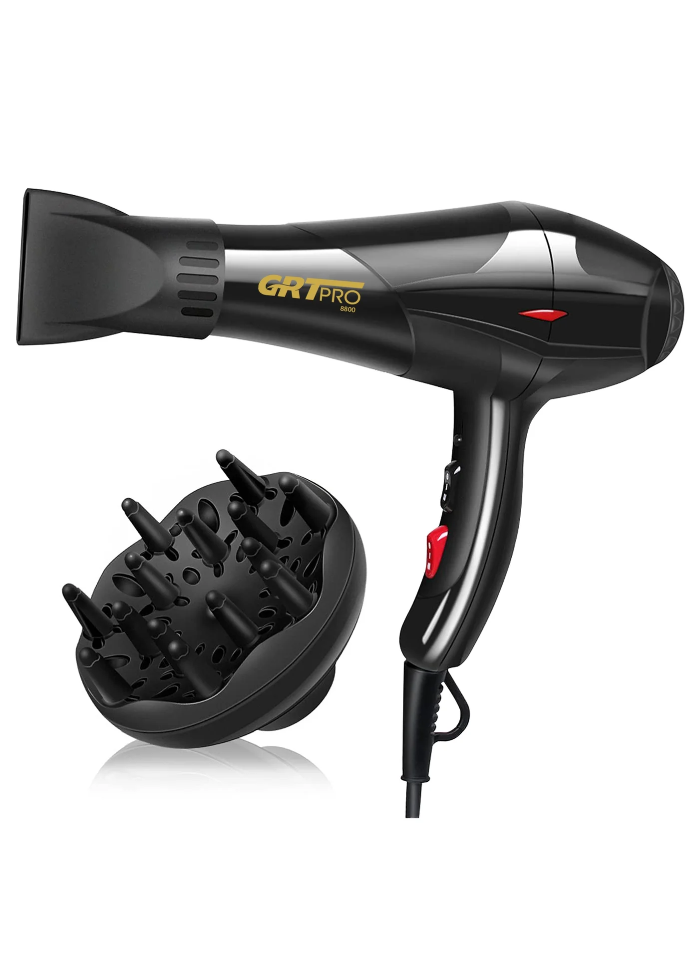 GRT PRO Professional Ionic Hair Dryer 3500W High-Speed AC Motor with Diffuser and Nozzles (Blue, 3500W) gsygg