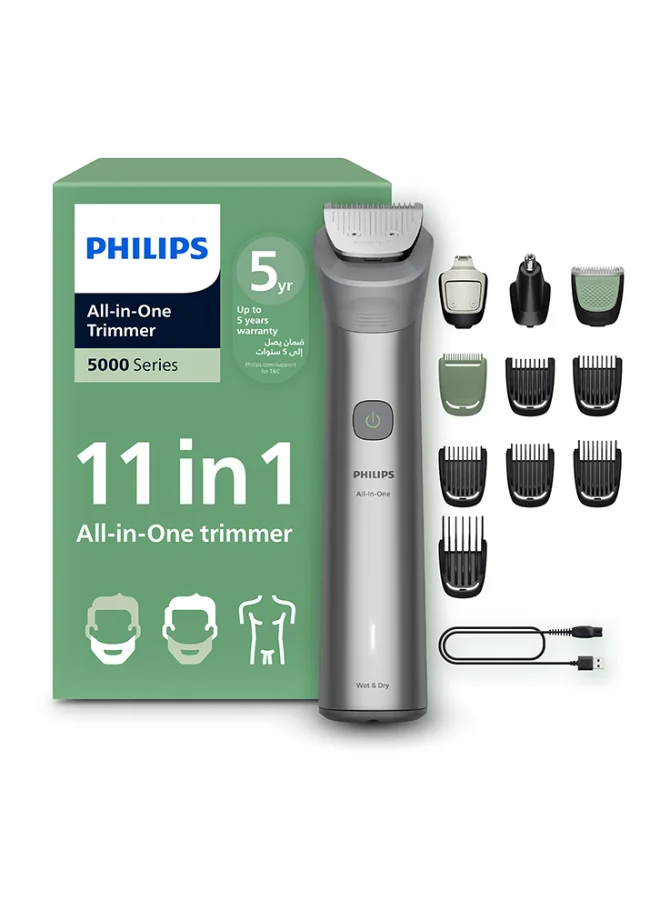 Professional All-in-One Grooming Kit 11-in-1 Face Hair and Body Trimmer (Light Grey, 1 Unit) blrsw