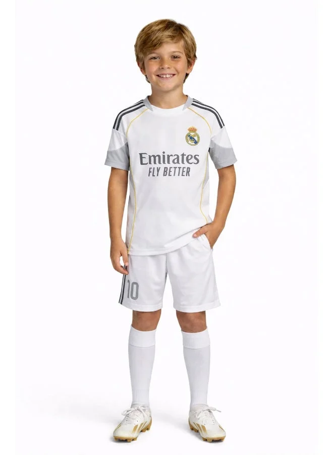 Toyland Kids Football Jersey Set Home Kit Sports T-Shirt and Shorts (White, 120 cm) na5bx