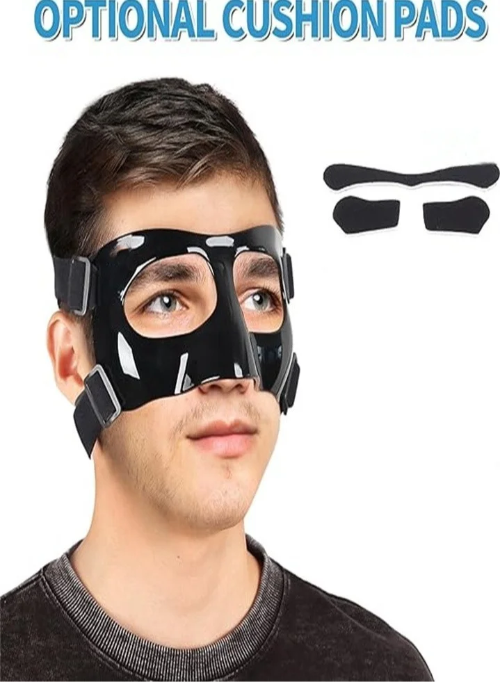 Premium Protective Nose Guard for Sports, Adjustable Face Shield for Basketball and Football (Black, One Size) xna2t