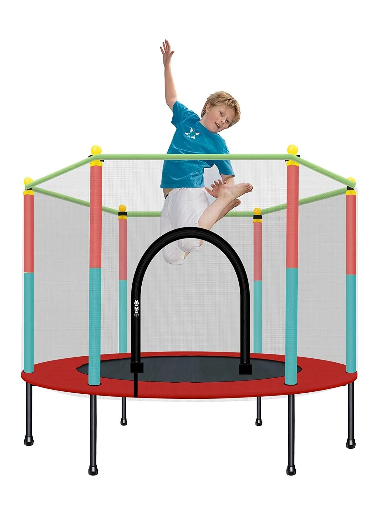 DubaiGallery Kids Trampoline with Safety Enclosure Net Indoor and Outdoor Fitness Activity Set (120 cm) 7mtbd