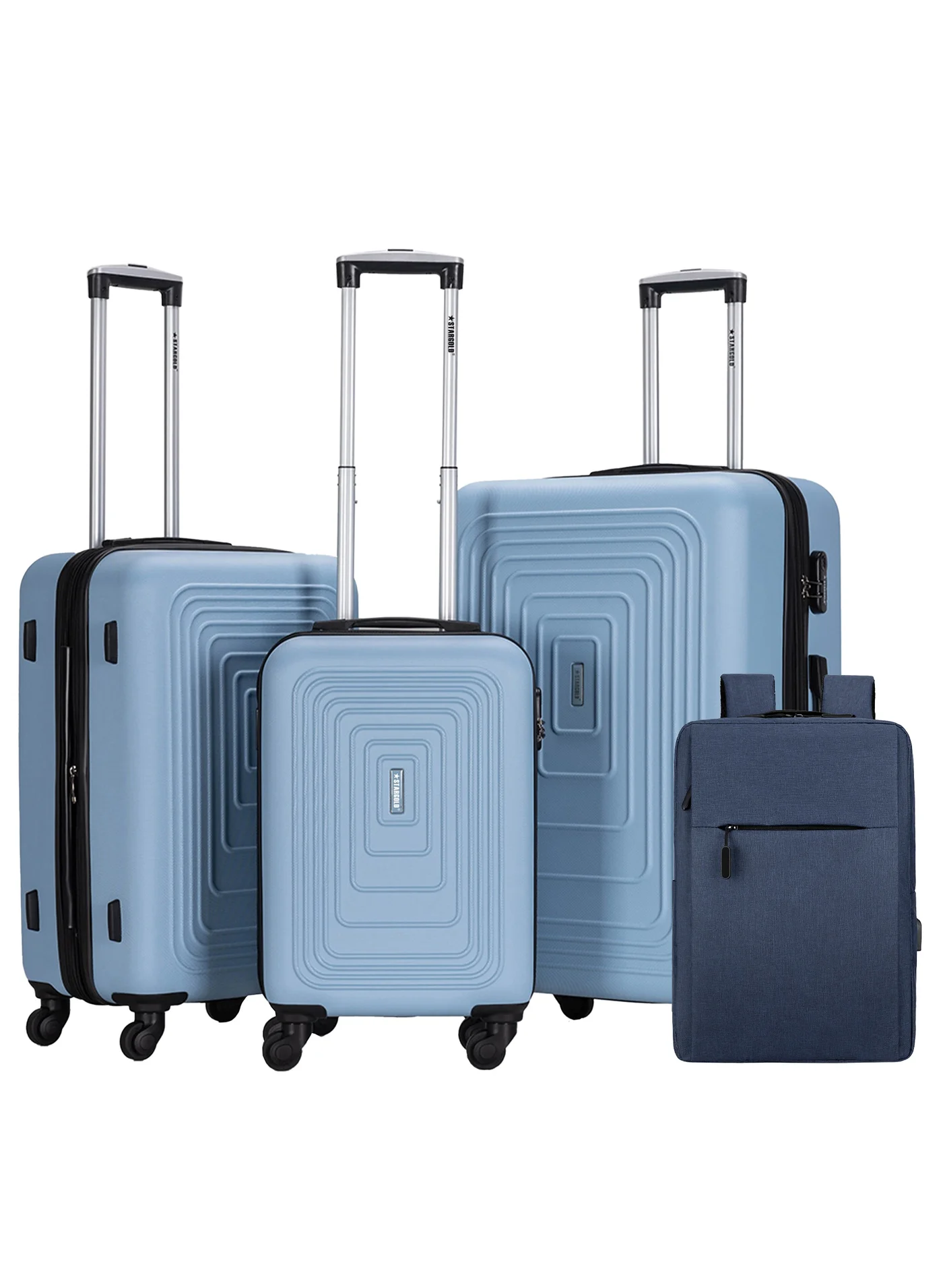 STARGOLD 3-Piece Hard Shell Travel Luggage Set with Laptop Backpack (ABS, 360¡ã Spinner Wheels, Combination Lock, Set of 3) cx97e
