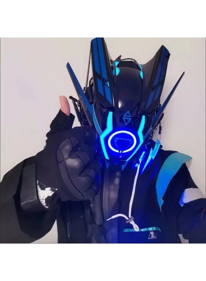 TAPIT LED Lighted Face Transforming Mask Neon Horror Costume Accessory for Halloween Masquerade Cosplay (One Size) 7yxyh