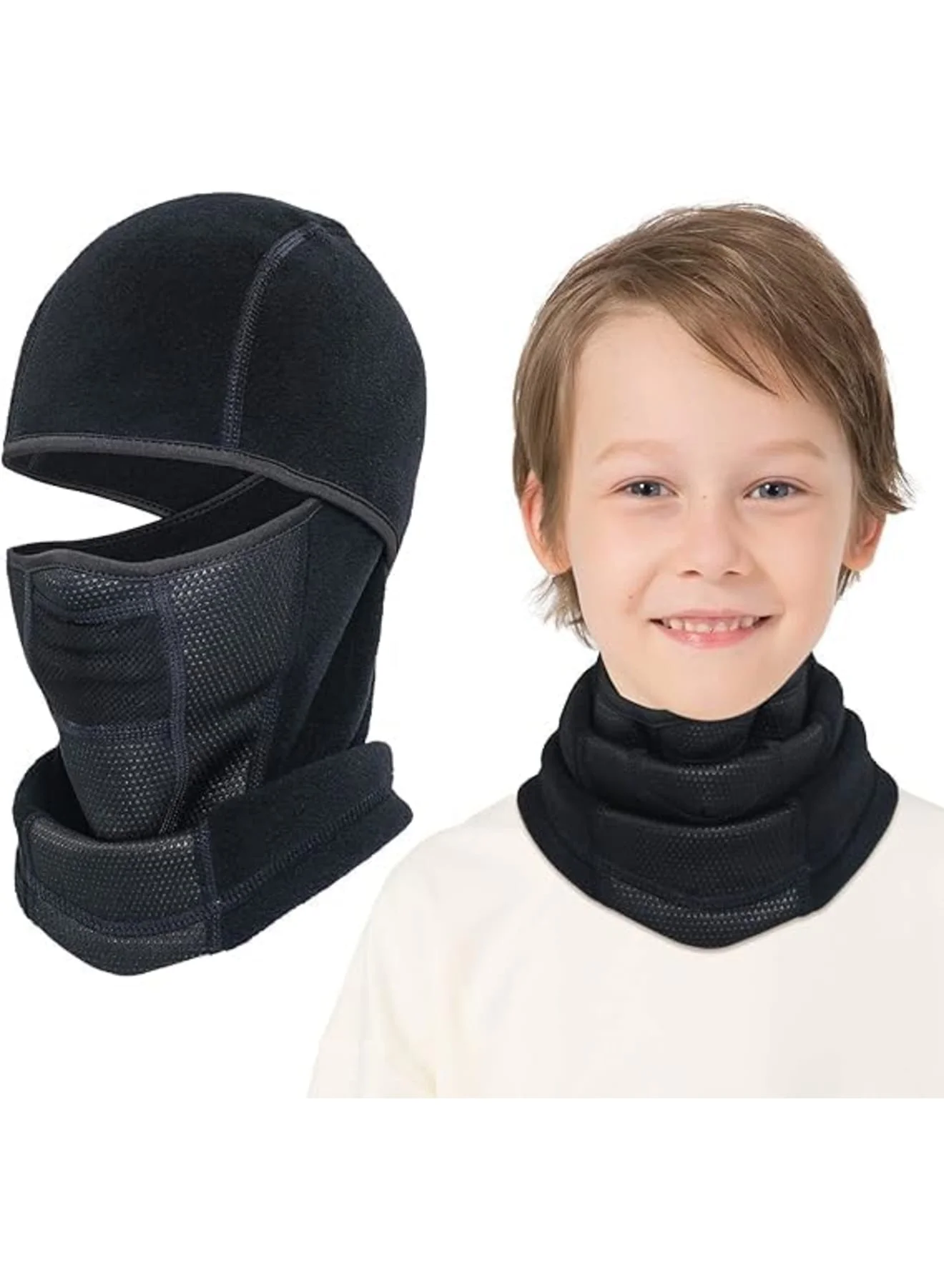 SYOSI Kids Balaclava Windproof Winter Ski Mask Full Face Cover for Outdoor Sports (Black, One Size) 8jowi