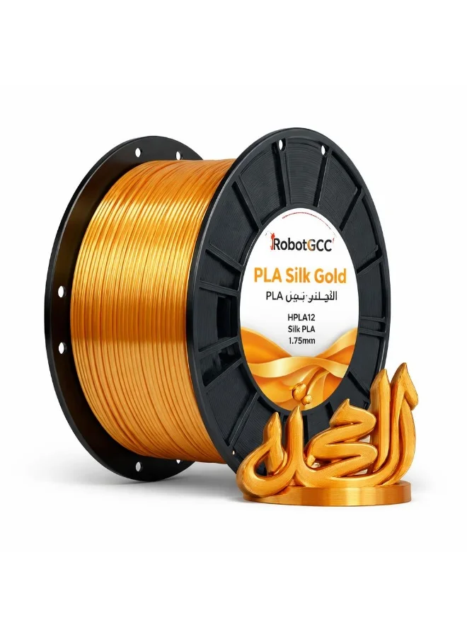 Robotgcc PLA Silk Gold 3D Printer Filament (1.75mm, 1kg) Premium Metallic Glossy Finish for FDM Printing ecsw4