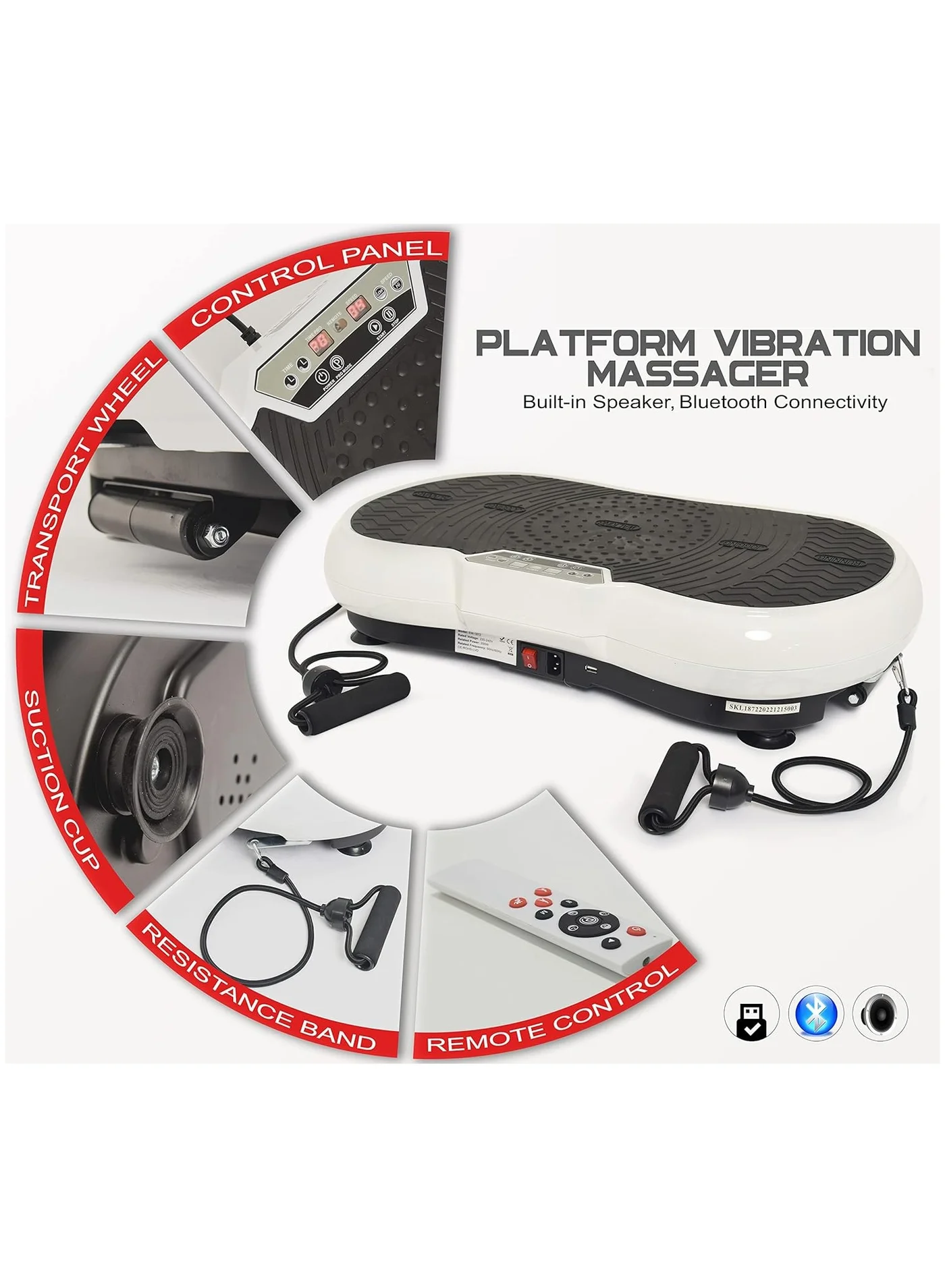 DubaiGallery Vibration Fitness Platform Full Body Workout Machine with Loop Bands and Remote Controller (Premium Home Training Equipment) oyc84