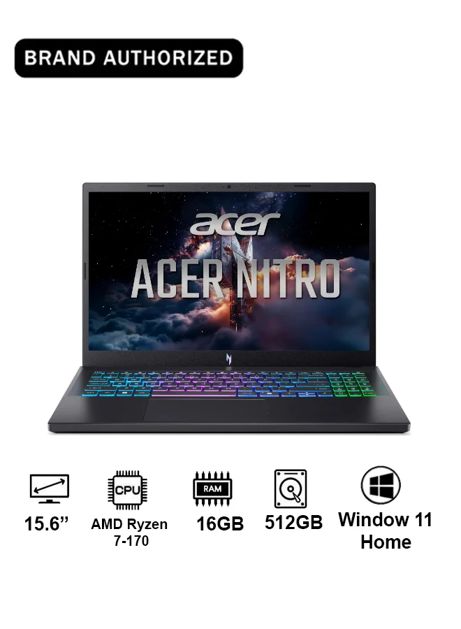 Premium Gaming Laptop 15.6-inch FHD 165Hz Display Octa-Core Processor 16GB RAM 512GB SSD RGB Backlit Keyboard (Obsidian Black) 1hkjr