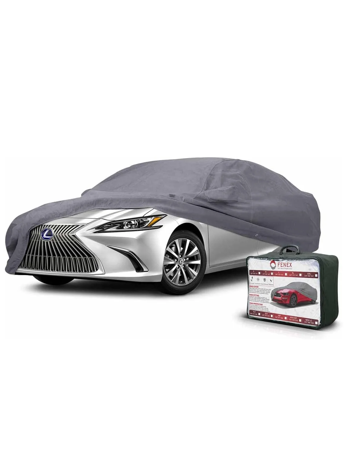 Fenex All-Weather Sedan Car Cover, Waterproof & UV-Resistant Protective Shield with Mirror Pockets (XXLarge, 558 x 203 x 121 cm) b3n8w