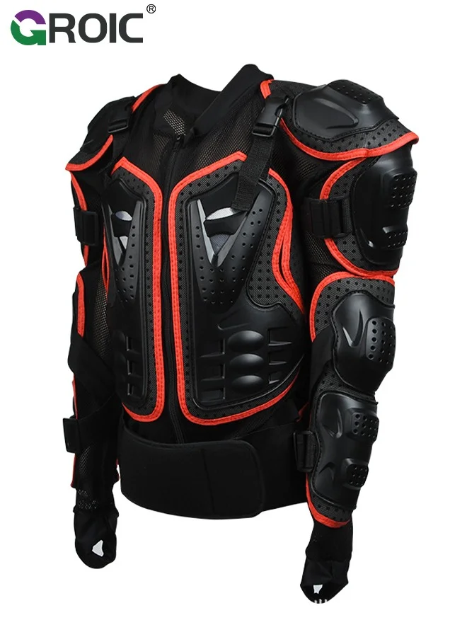 GROIC Motorcycle Protective Jacket Full Body Armor Chest Spine Protection Gear (Black, Adult) 39wd4