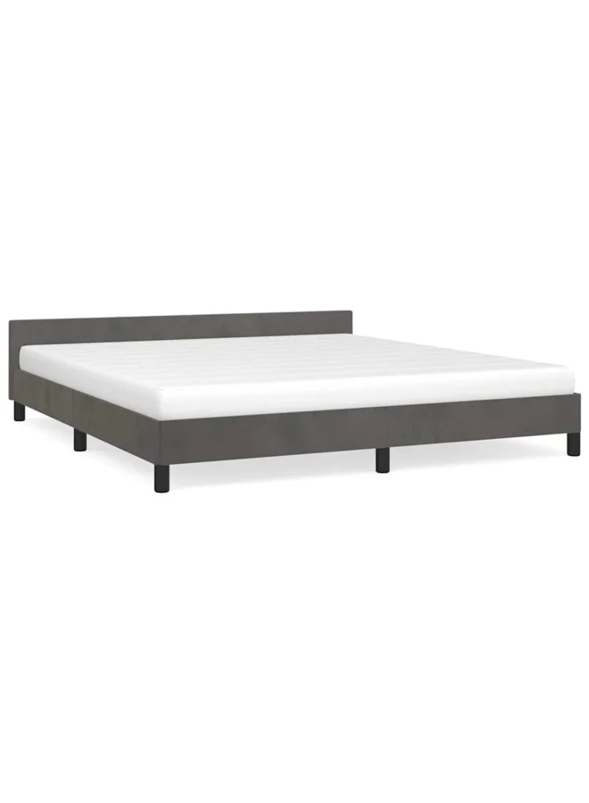 VidaXL Bed Frame Super King Size Velvet Upholstered Platform Bed (Dark Grey, 180x200 cm) l9pxh