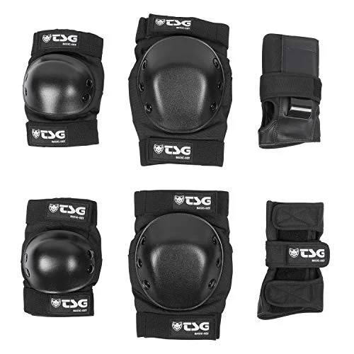 Premium Skateboard Protective Gear Set Knee Elbow Wrist Guards Hardshell EVA Foam (Black, Adult) lck7x