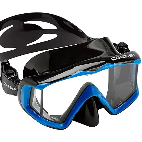 Premium Panoramic Diving Mask Wide-View Tempered Glass Lens (Black/Blue, One Size) edpl5
