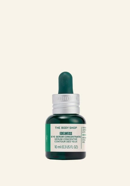 THE BODY SHOP Edelweiss Eye Concentrate Serum with Hyaluronic Acid and Rice Peptides for Hydrated and Smoother-Looking Skin (10 mL) hdc49