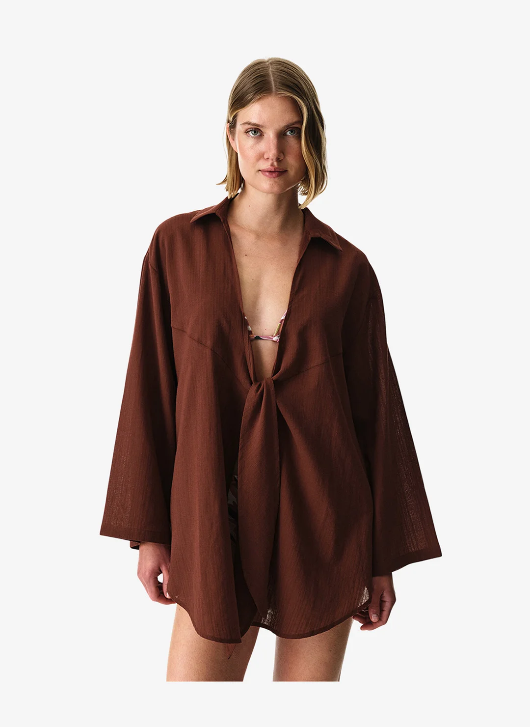 Penti Sienna Long Sleeve Shirt Premium Casual Top for Women (Brown, Medium) 8ymsx