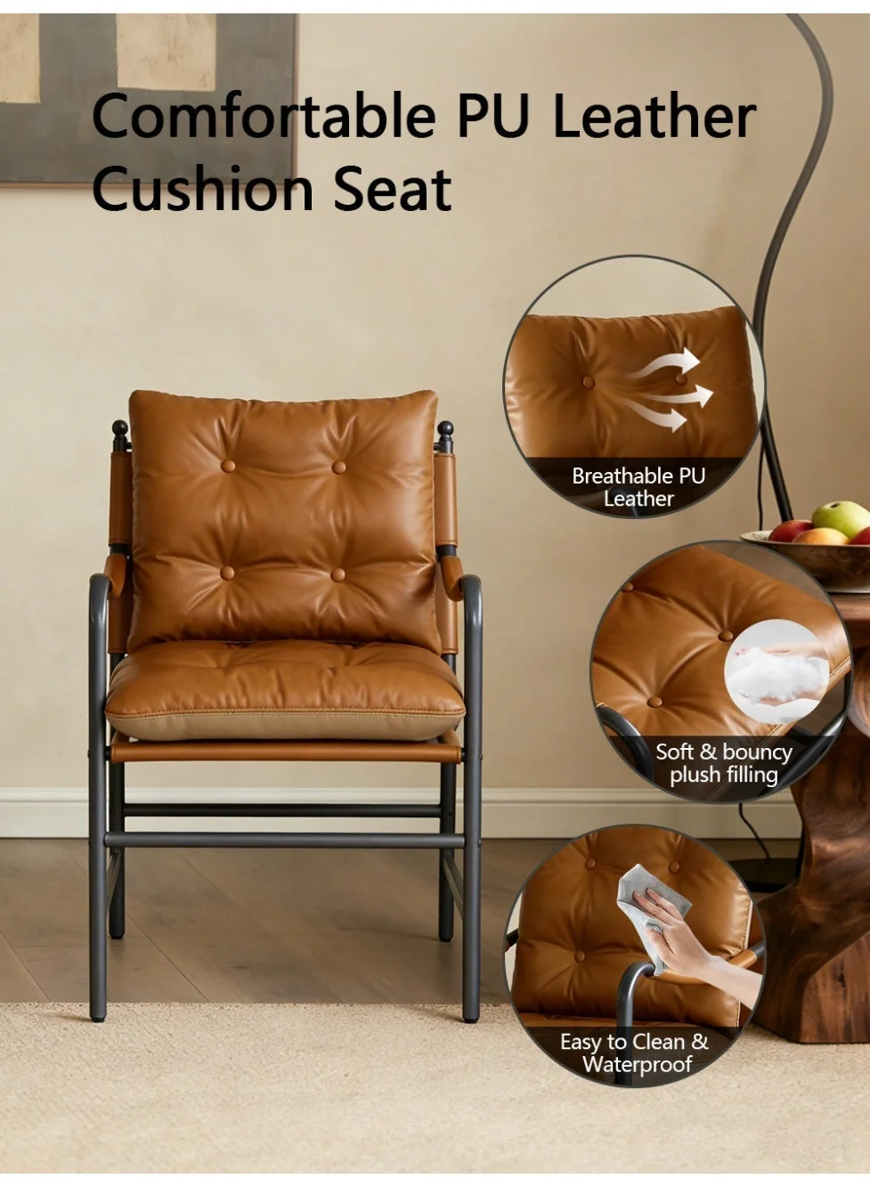 DGL Dining Chair with Metal Frame and PU Leather Upholstery (Premium Ergonomic Seating for Home and Office) y0cqk