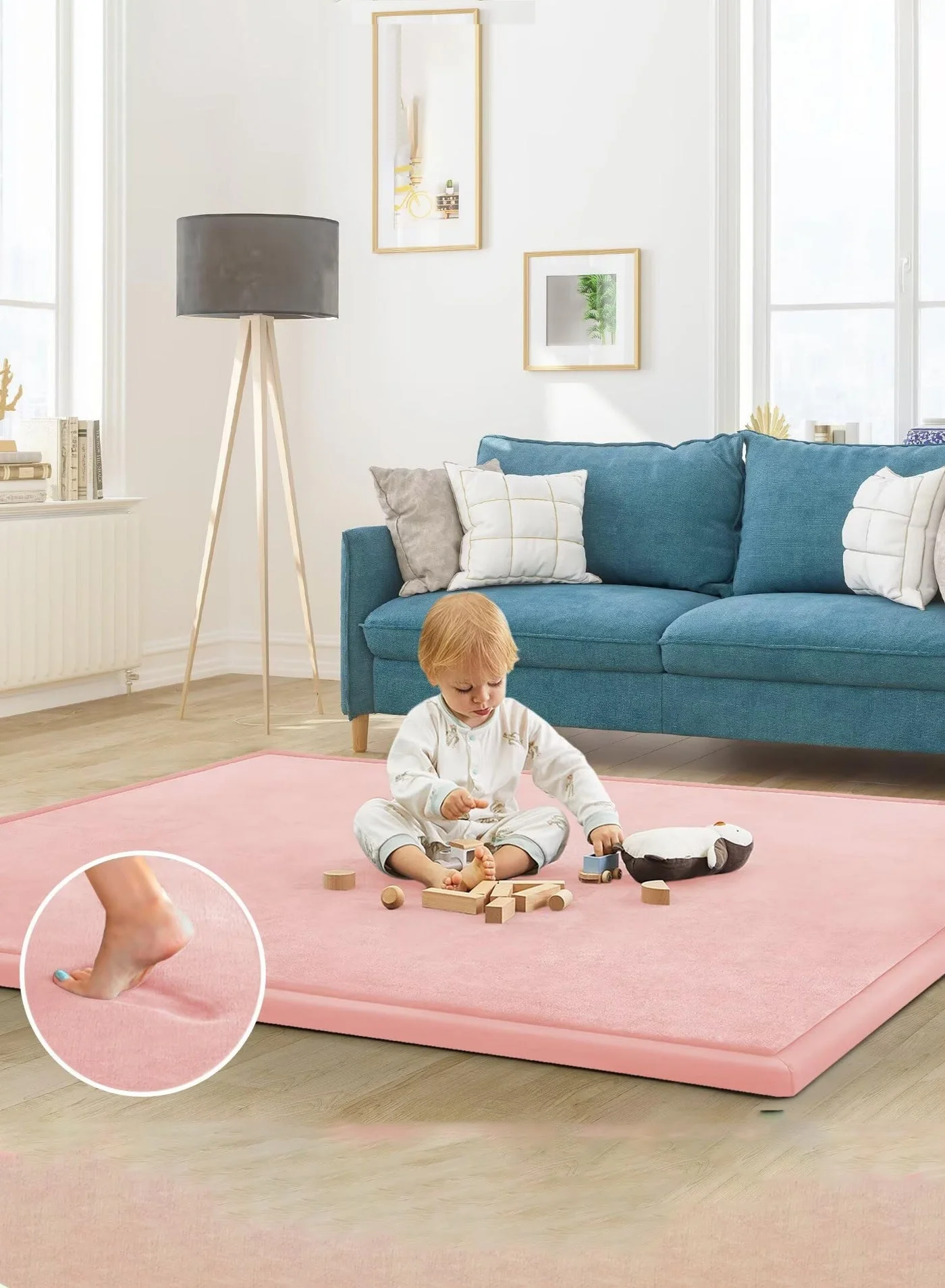 Arabest Baby Play Mat Memory Foam Crawling Rug for Tummy Time (Pink, 280 cm x 200 cm x 3.3 cm) yp2j3