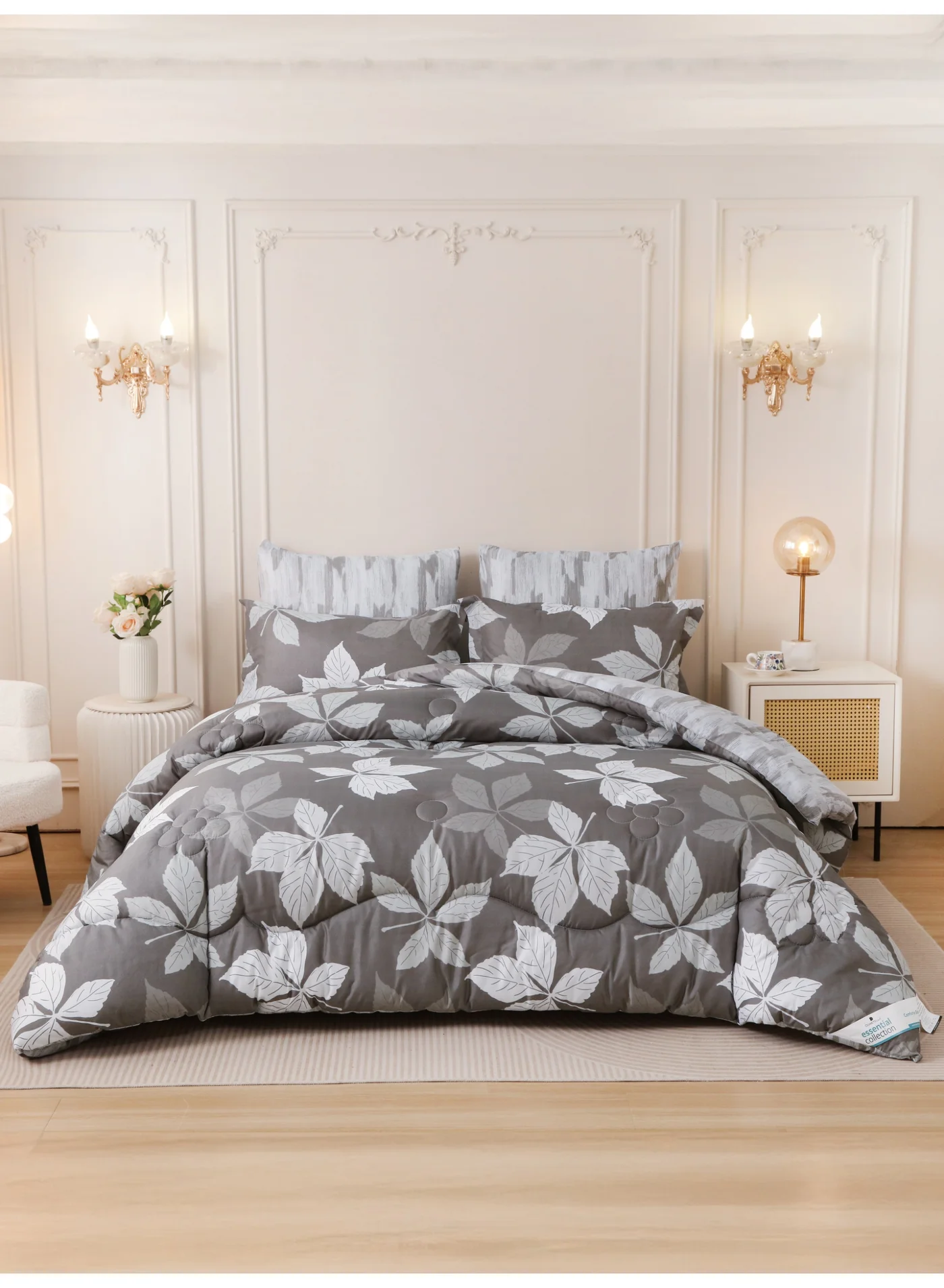 Donetella 6-Piece Printed King Comforter Set (200x200 cm) Soft Brushed Microfiber Bedding with Reversible Design eowqa
