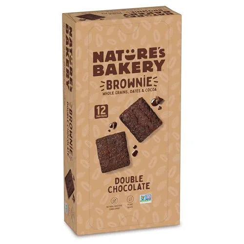 Nature's Bakery Double Chocolate Brownie Bars Plant-Based Whole Grain Snack (12 Twin Packs) t5t2e