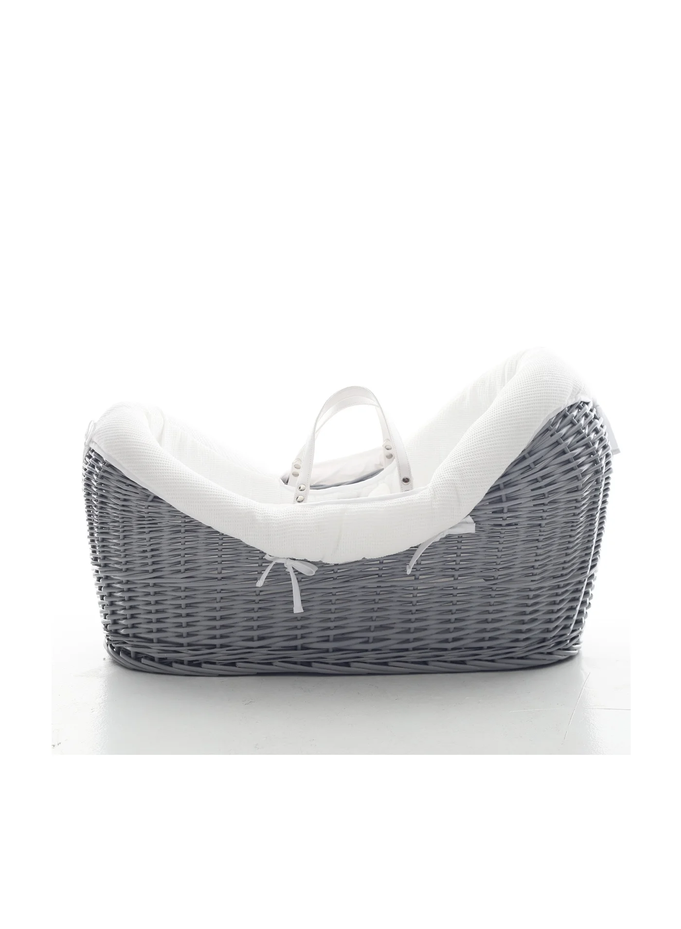 TEKNUM Infant Wicker Moses Basket with Waffle Bedding Set (Grey, 80cm x 45cm) z603q