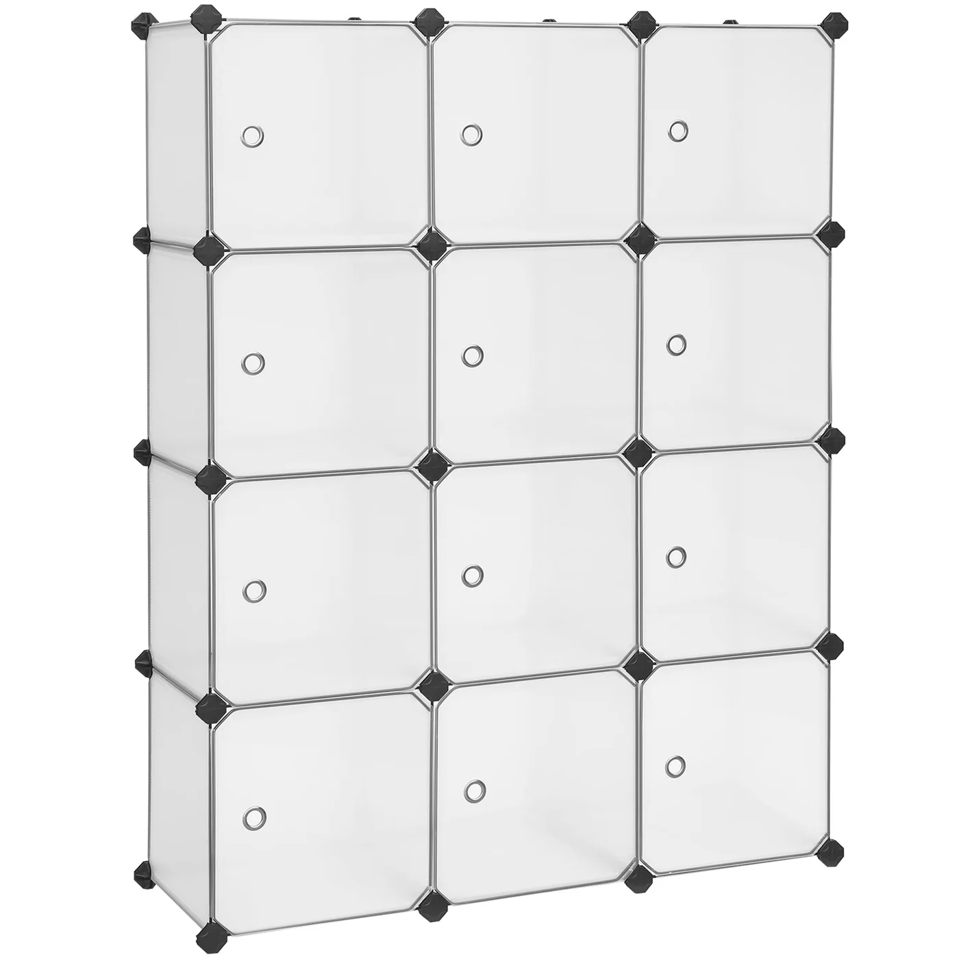 Premium 12-Cube Modular Storage Organizer Stackable Closet Cabinet with Doors for Bedroom and Office (White, 12 Cubes) 0fcl6