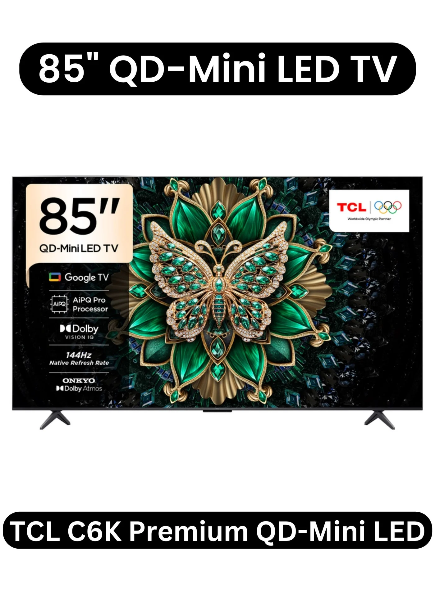 TCL 85-inch QD-Mini LED Smart TV Premium 4K Ultra Slim Display with 144Hz Refresh Rate (Black, 216 cm) 6jkzg