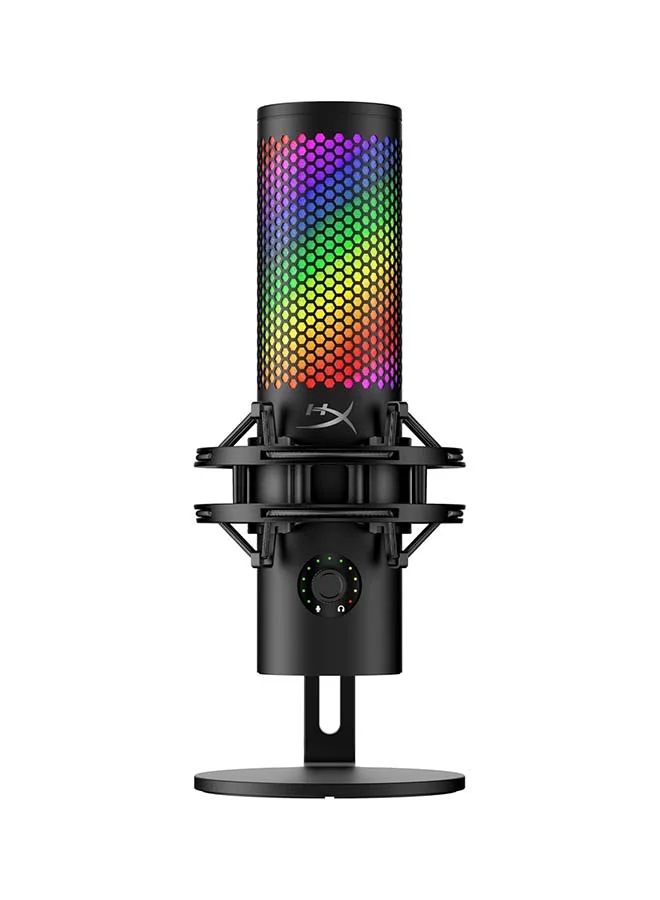 Premium USB Condenser Microphone with RGB Lighting and Shock Mount for Professional Streaming and Podcasting (Black, Wired) jg3iw
