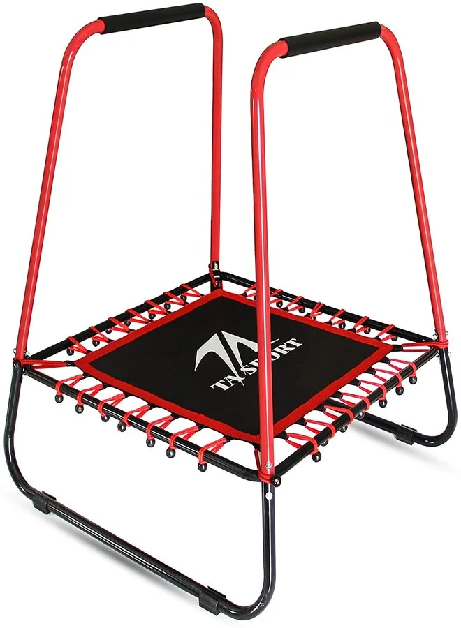 TA SPORTS Fitness Trampoline with Adjustable Handrail (Black/Red, 102 cm) nyed5