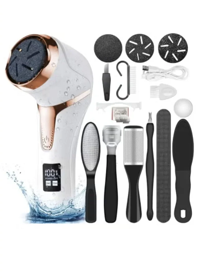 Premium Electric Foot Callus Remover with Vacuum Suction and LCD Display (3 Grinding Heads, 2 Speed Settings) ftkuq