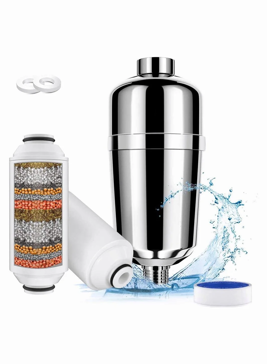 AMINAC 16-Stage Shower Head Filter for Hard Water Purification (Premium Filtration System) vb4nv