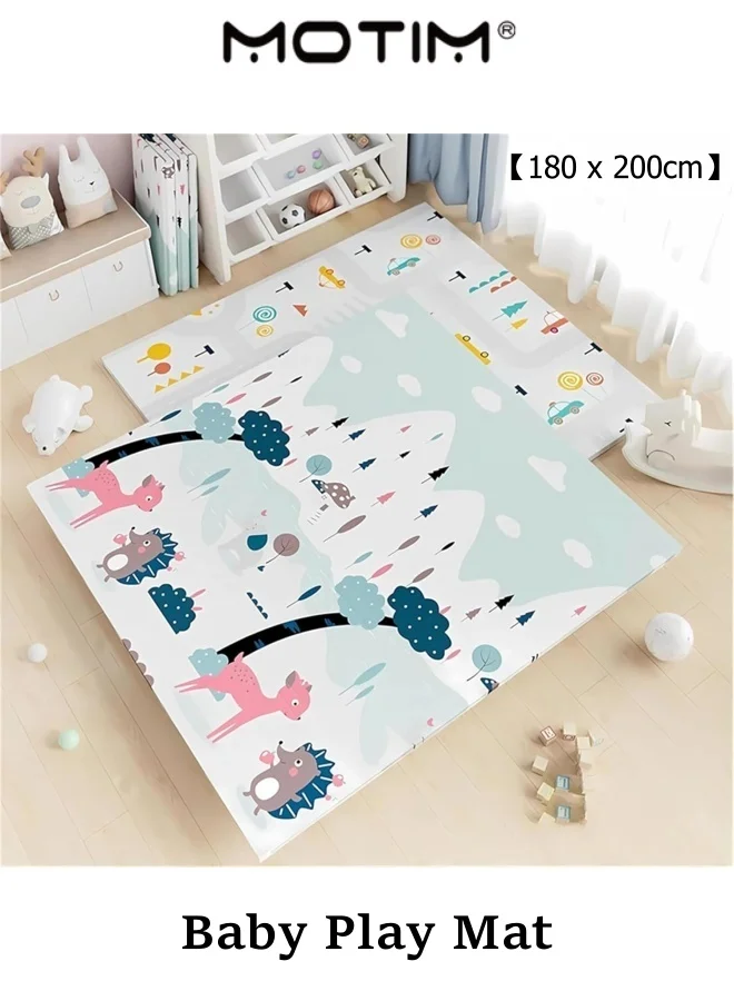 Motim Baby Play Mat Reversible Foldable Foam Floor Mat Waterproof Non-Slip Surface for Infants and Toddlers (180 x 200 cm) 8sxfl