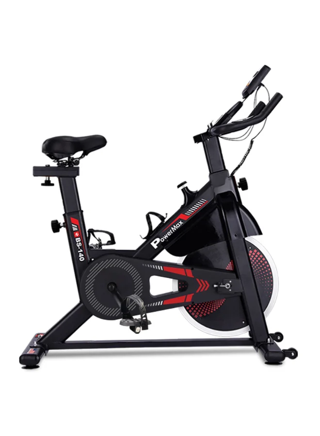 PowerMax Fitness BS-140 Indoor Exercise Bike with 12kg Flywheel, Magnetic Braking System, Heart Rate Sensor, and LCD Display (140kg Capacity) tlwf1
