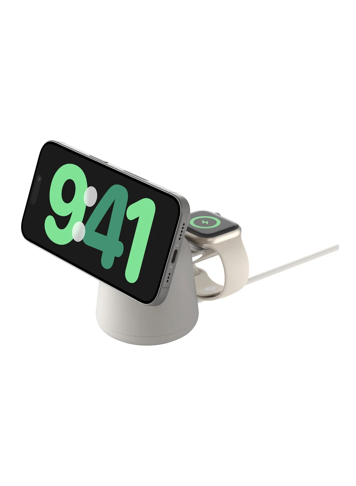 Premium 2-in-1 Wireless Charging Dock 15W Fast Charger for Smartphones and Earbuds (White) vm3x1