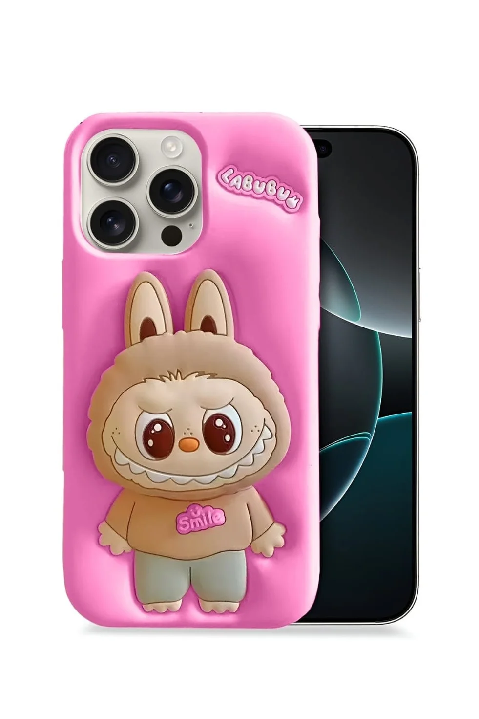Premium Cartoon Character Smartphone Protective Case with 3D Pop-up Holder Shockproof Silicone Cover for 16 Pro Max (Multicolor) aik7l