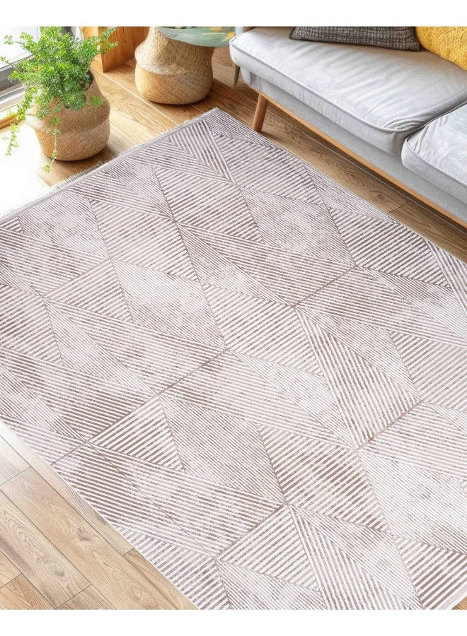 Almas Kavir Carpet Woven Rug Classic Nomad Design Soft Texture (Grey & Beige, 100x150 cm) k2r8r