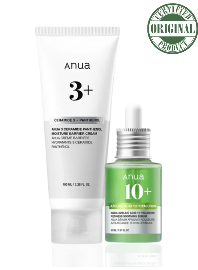 Anua Azelaic Acid 10 Hyaluron Soothing Serum and Ceramide Panthenol Moisture Barrier Cream Set (130 mL) ms5n8